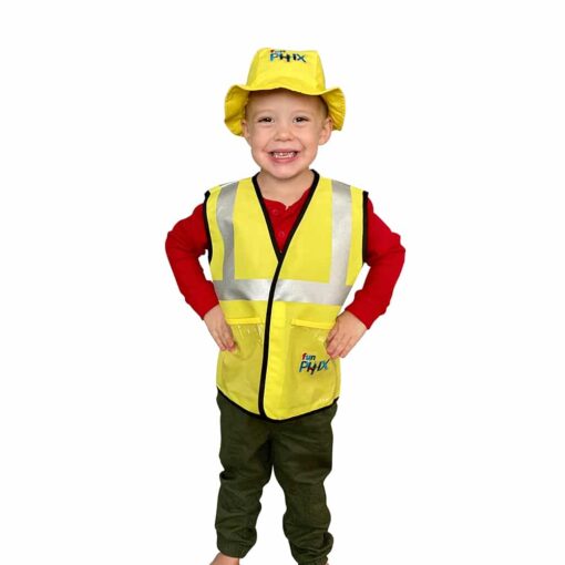 Funphix Busy Builders Construction Vest & Hat for Age 4-12 Years - Kids Construction Worker Costume