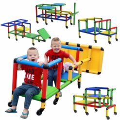 Funphix "Wheelies" - Buildable Play Structure Set with Wheels, Indoor and Outdoor STEM Learning Construction Toy for Ages 2-12 Years