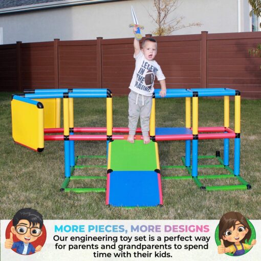 Funphix "Jumbo" 467 Piece Construction Toy Set - Building Play-Structures for Indoors & Outdoors - Fun & Educational Learning Toys for Ages 2 to 12 - Image 6