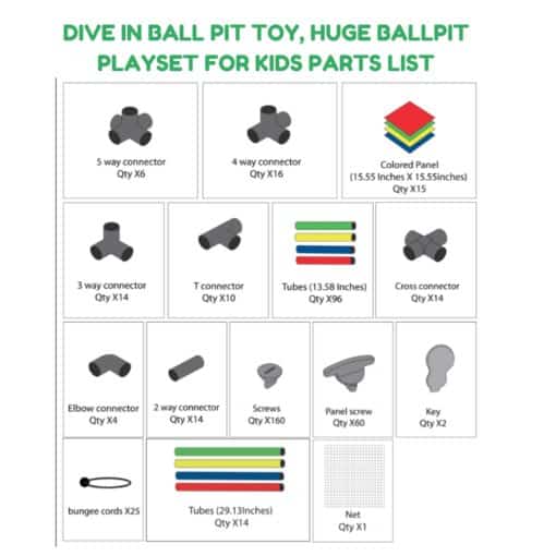 Dive In Ball Pit Toy, Huge Ballpit Playset for Kids PARTS LIST