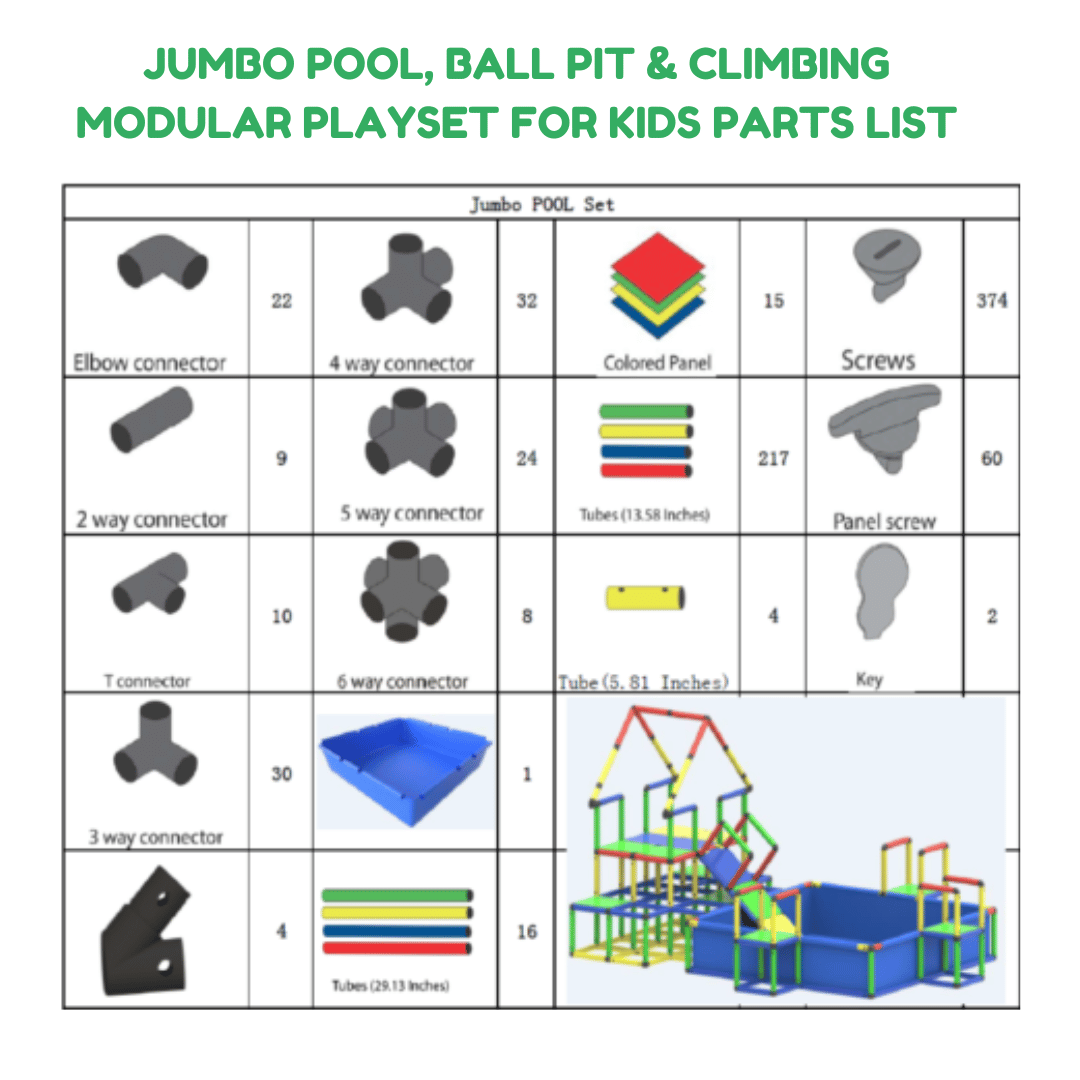 Jumbo Pool, Ball Pit & Climbing Modular Playset for Kids Parts List