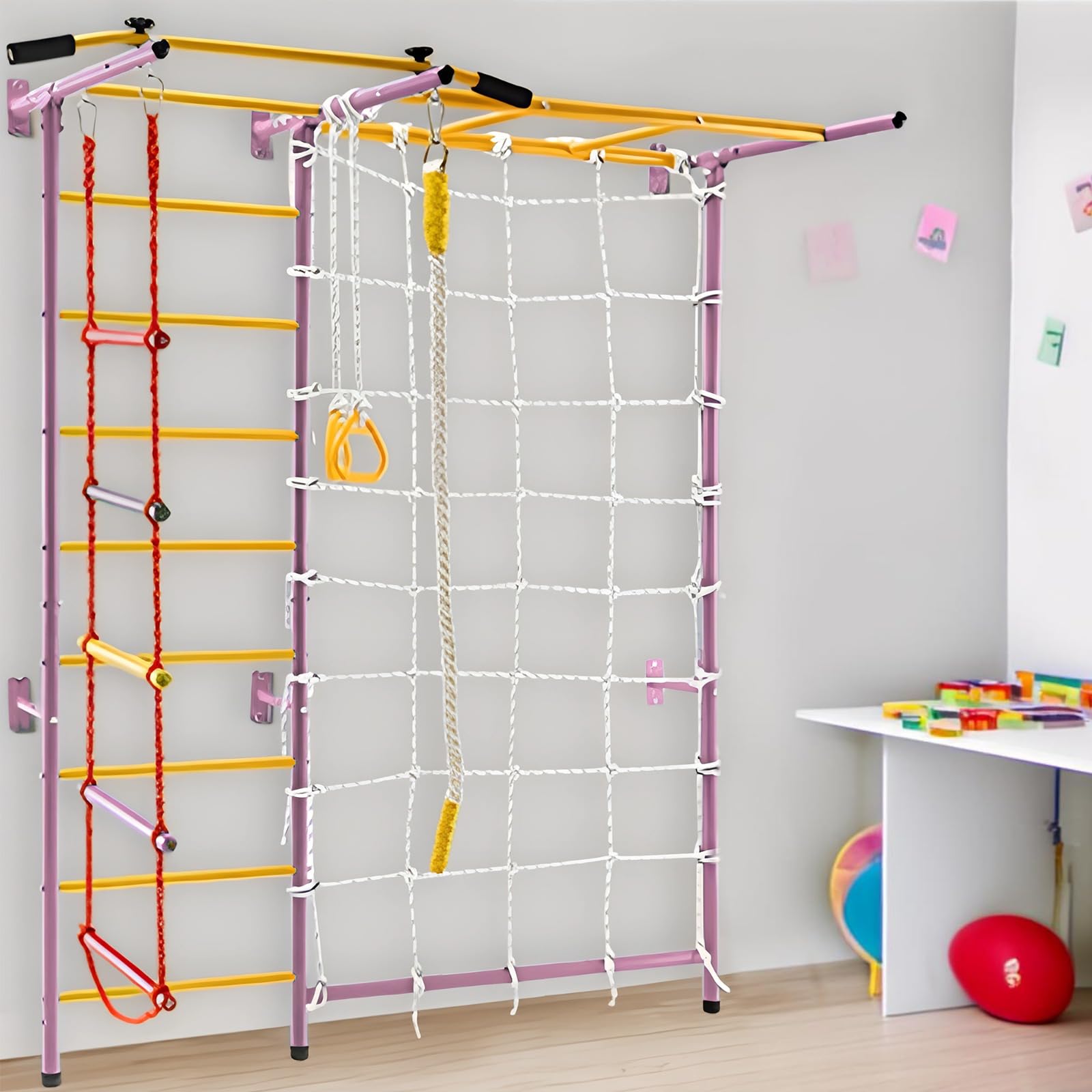 Funphix 7 In 1 Swedish Ladder Wall Gym Set - Large - Pink - Image 2