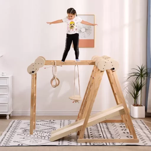 Funphix 5 In 1 Wooden Climber - Natural - Image 2