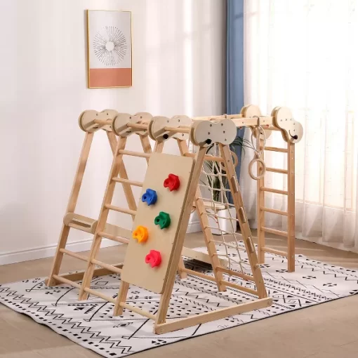 Funphix 5 In 1 Wooden Climber - Natural - Image 3