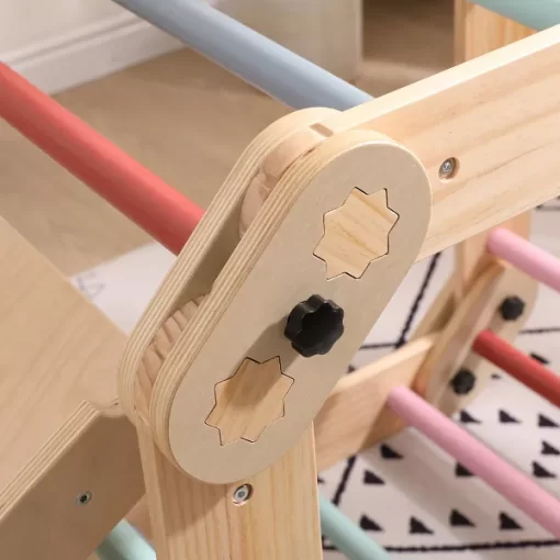 Funphix Kids Modular Wooden Pikler with Ramp/Slide - Colored - Image 4