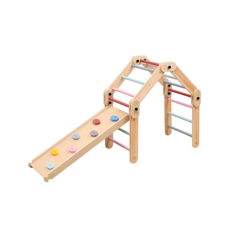 Funphix Kids Modular Wooden Pikler with Ramp/Slide – Colored - Funphix