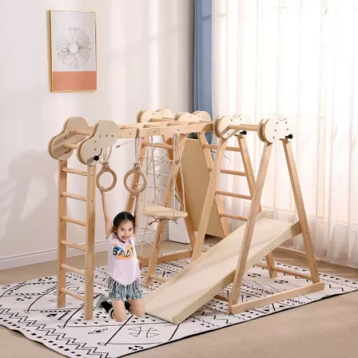 Funphix 5 In 1 Wooden Climber - Natural - Image 7