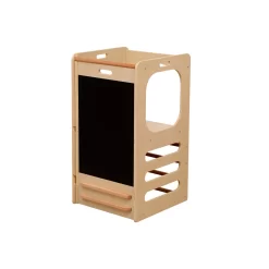 Funphix Kids Step Stool Learning Helper Tower Kitchen Stool with Chalkboard and Slide