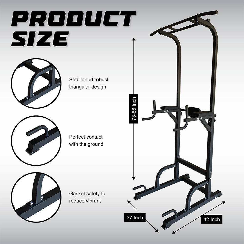 Funphix Pull Up Bar Station and Adjustable Power Tower Dip: Home Gym Exercise - Image 2