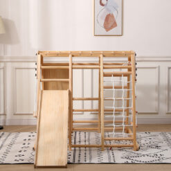 Funphix Kids Indoor Playground Playset and Jungle Gym - Slide, Monkey Bars, Swing Set and Rock Climbing Wall for Kids; Play Structure and Swing Set