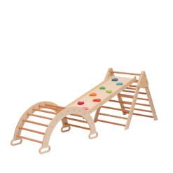 Indoor Triangle Climbing Toy Playground Playset with Triangular Ladder, Climber Bridge, and Half-Circle Ladder / Rocker