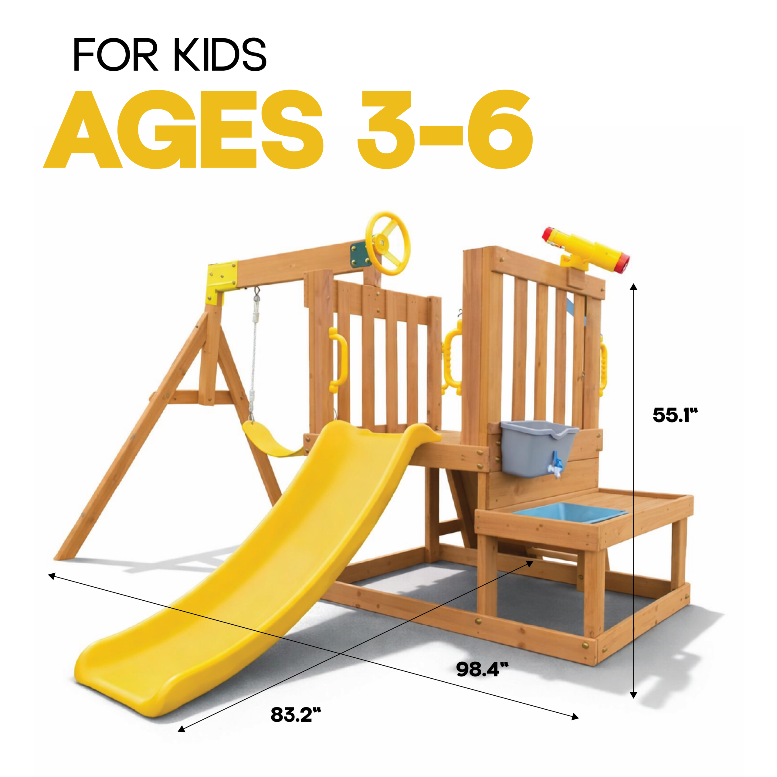 Funphix Kids Playhouse with Slide, Swing and Water Play Box - Image 3