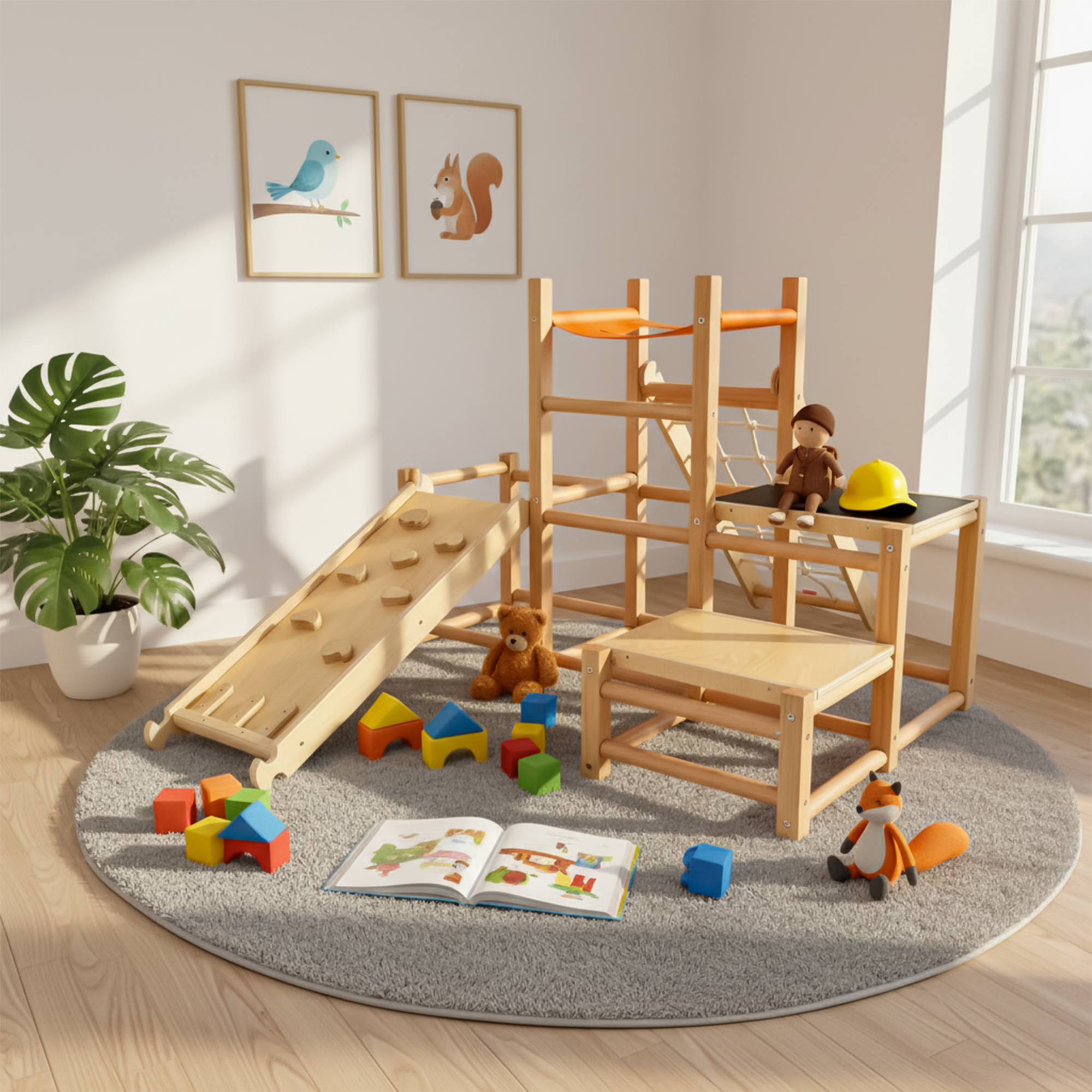Funphix 7-in-1 Wooden Toddler Climbing Toy Indoor Playground