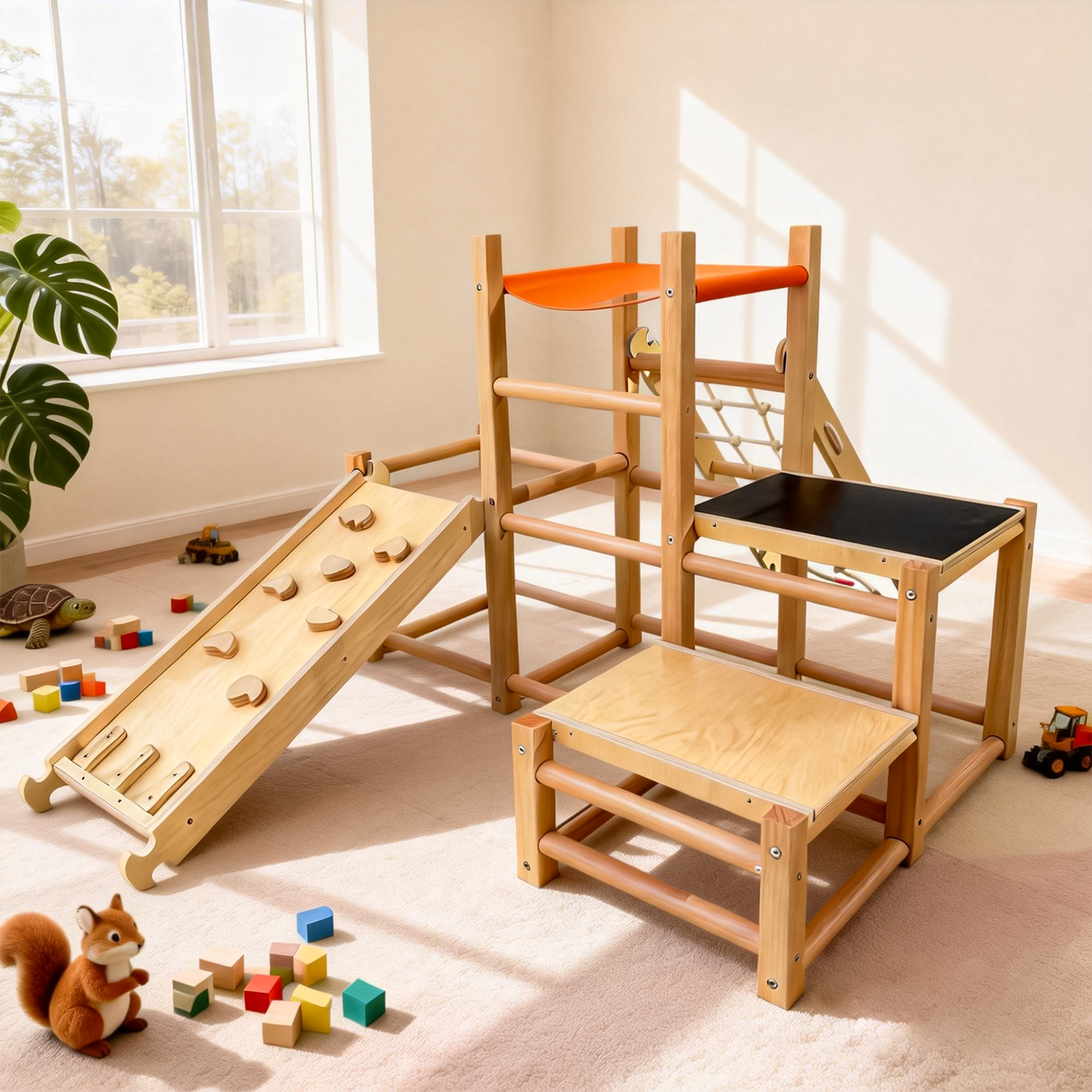 Funphix 7-in-1 Wooden Toddler Climbing Toy Indoor Playground - Image 6
