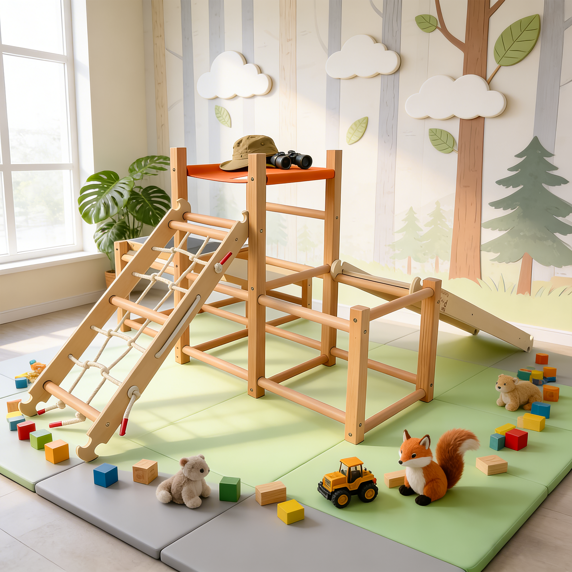 Funphix 7-in-1 Wooden Toddler Climbing Toy Indoor Playground - Image 3