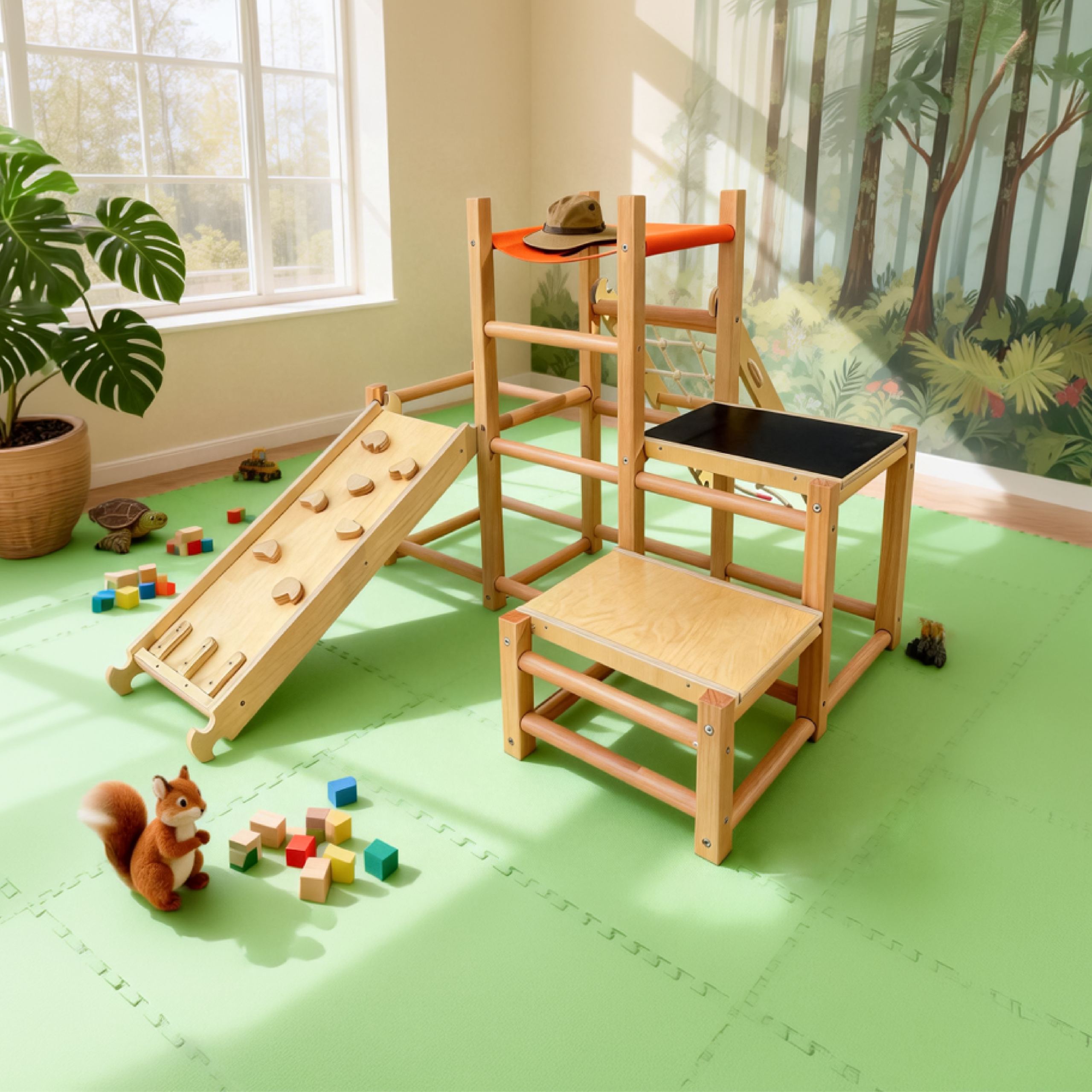 Funphix 7-in-1 Wooden Toddler Climbing Toy Indoor Playground - Image 9