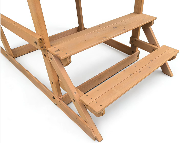 Funphix Outdoor Adventure Wooden Playset with Slide, Double Swings & Climbing Wall - Image 12