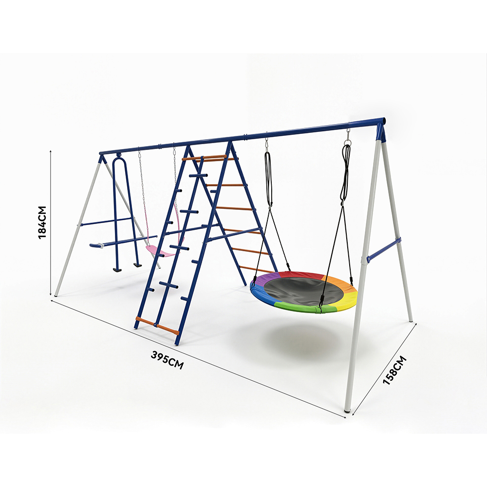 Funphix Swing Set with Climbing Frame & Saucer Swing