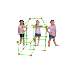 Funphix 77 Pc Fort Building Kit with Glow in The Dark Sticks – Fun Construction Toy for Age 5+ Creative Play – Encourages Imagination & Teamwork ( 14 Orange & 14 Yellow Balls)