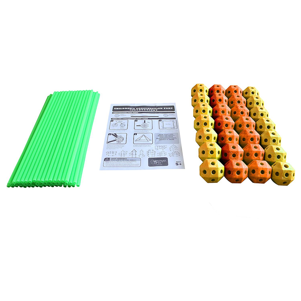 Funphix 77 Pc Fort Building Kit with Glow in The Dark Sticks – Fun Construction Toy for Age 5+ Creative Play – Encourages Imagination & Teamwork (Blue and Green Balls) - Image 9