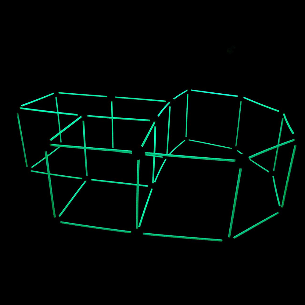 Funphix 77 Pc Fort Building Kit with Glow in The Dark Sticks – Fun Construction Toy for Age 5+ Creative Play – Encourages Imagination & Teamwork (Blue and Green Balls) - Image 5