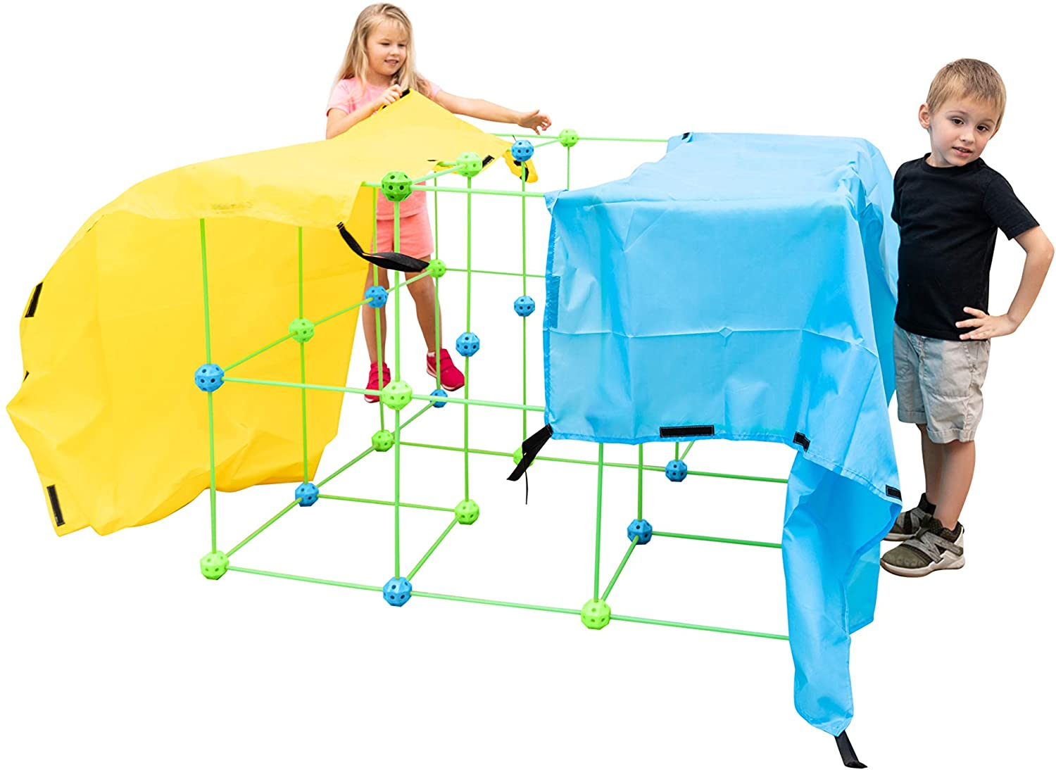 Funphix Fort 154 Pc Set for Supersized Glow in The Dark Fort Building – Encourages Teamwork, Stimulates Imagination for Age 5+ (Green Blue Balls) - Image 7