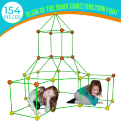 Funphix Fort 154 Pc Set for Supersized Glow in The Dark Fort Building – Encourages Teamwork, Stimulates Imagination for Age 5+(Orange / Yellow Balls)