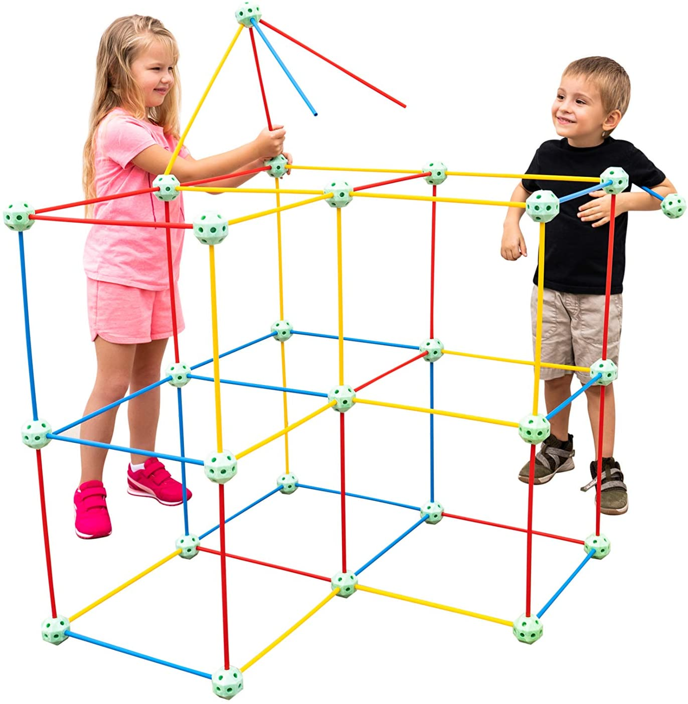 Funphix 86 Pc Glow Glow Rainbow Kit – Age 5+ Colorful Glow in The Dark Fort Building Kit – Fun Fort Construction Toy Encourages Creative Play - Image 4