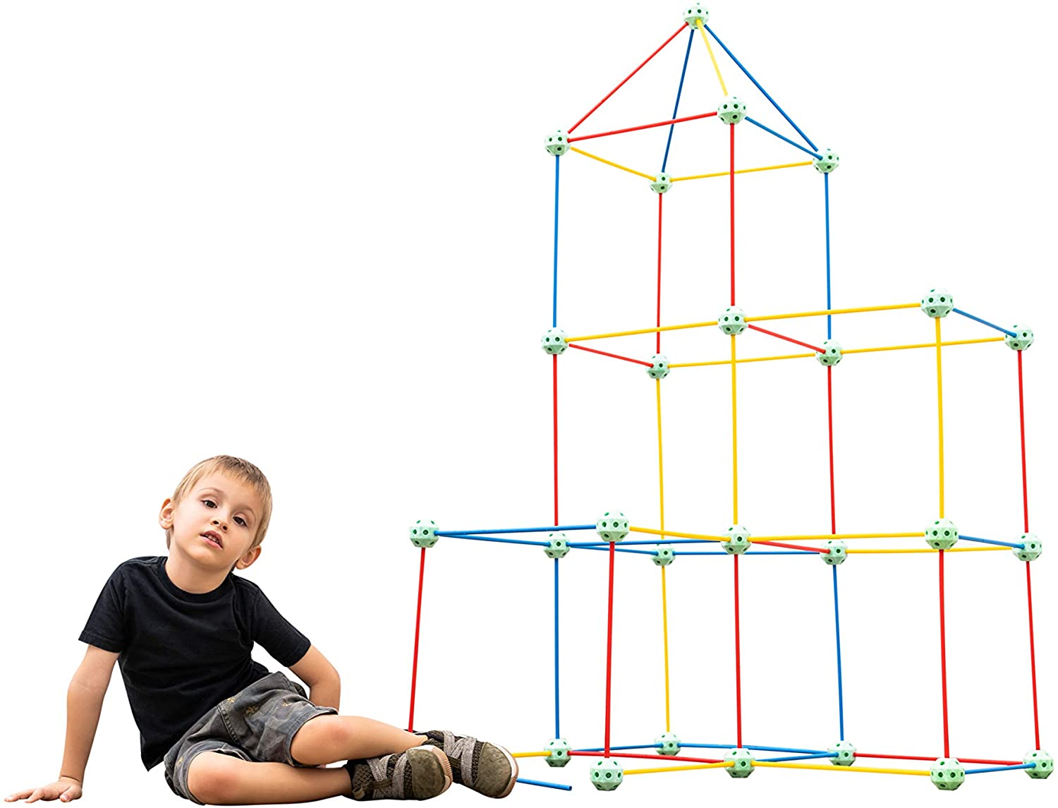 Funphix 86 Pc Glow Glow Rainbow Kit – Age 5+ Colorful Glow in The Dark Fort Building Kit – Fun Fort Construction Toy Encourages Creative Play - Image 3