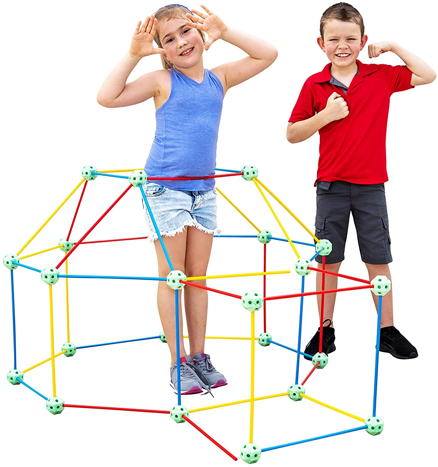 Funphix 86 Pc Glow Glow Rainbow Kit – Age 5+ Colorful Glow in The Dark Fort Building Kit – Fun Fort Construction Toy Encourages Creative Play - Image 5