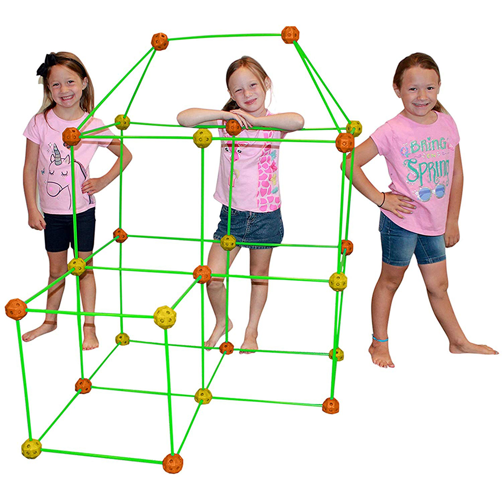 Funphix Fort 154 Pc Set for Supersized Glow in The Dark Fort Building – Encourages Teamwork, Stimulates Imagination for Age 5+(Orange / Yellow Balls) - Image 3