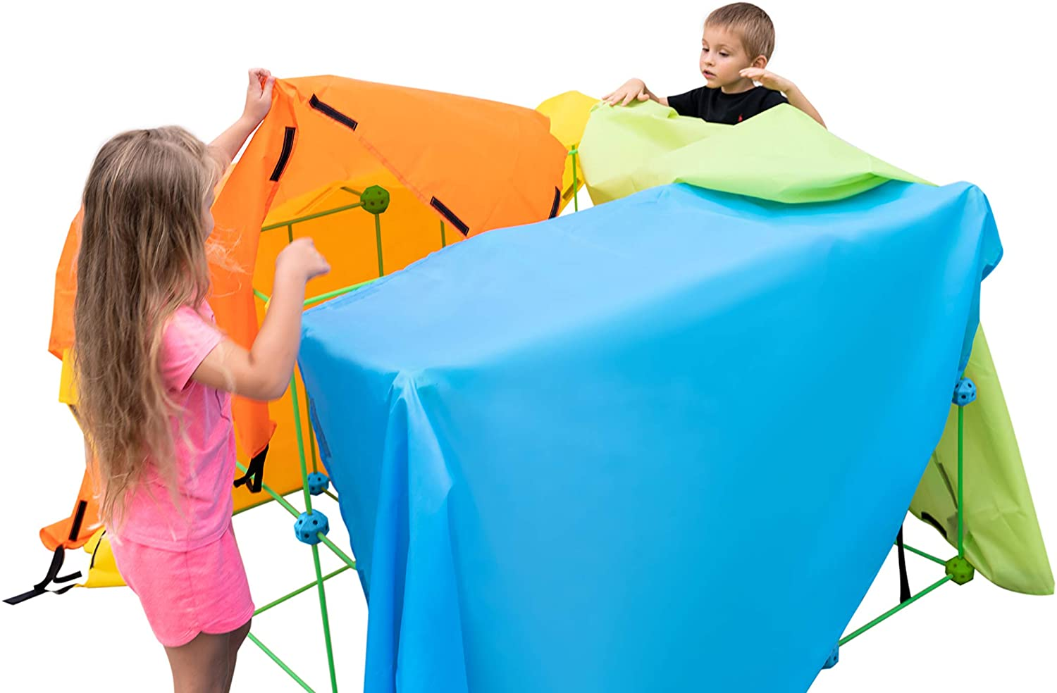 Funphix Fort 154 Pc Set for Supersized Glow in The Dark Fort Building – Encourages Teamwork, Stimulates Imagination for Age 5+ (Green Blue Balls) - Image 3