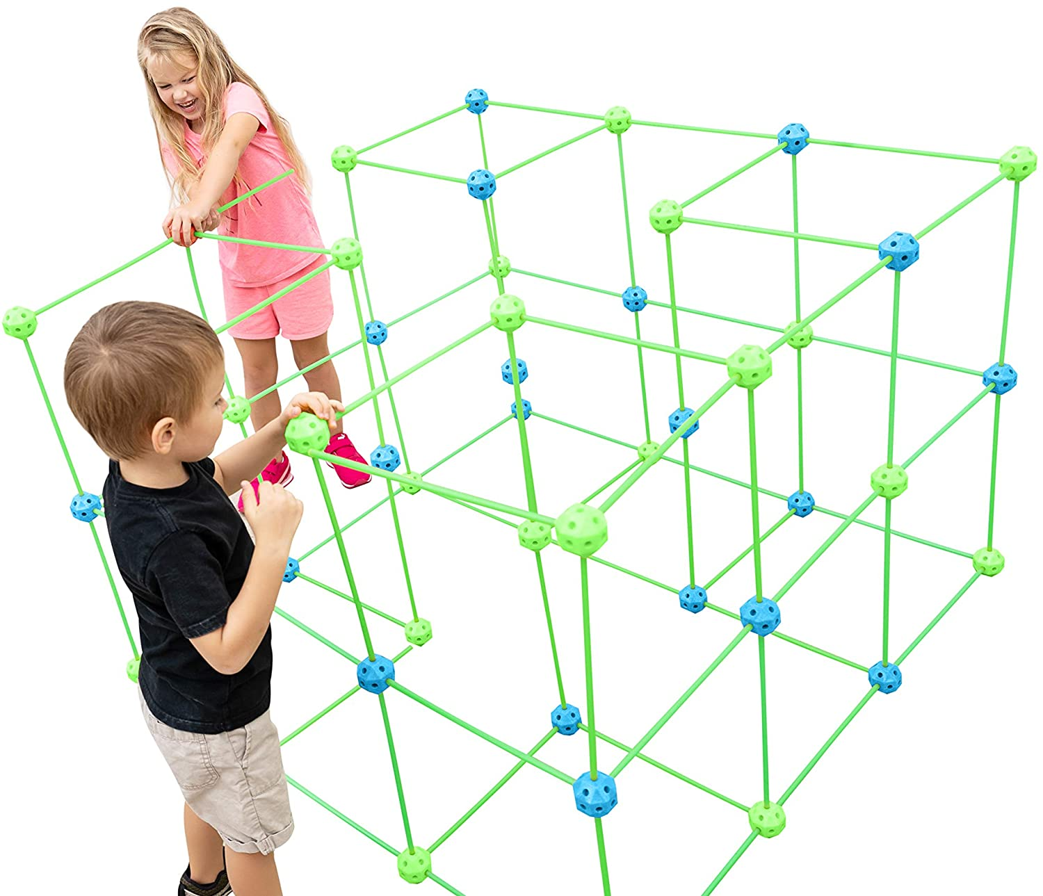 Funphix Fort 154 Pc Set for Supersized Glow in The Dark Fort Building – Encourages Teamwork, Stimulates Imagination for Age 5+ (Green Blue Balls) - Image 9
