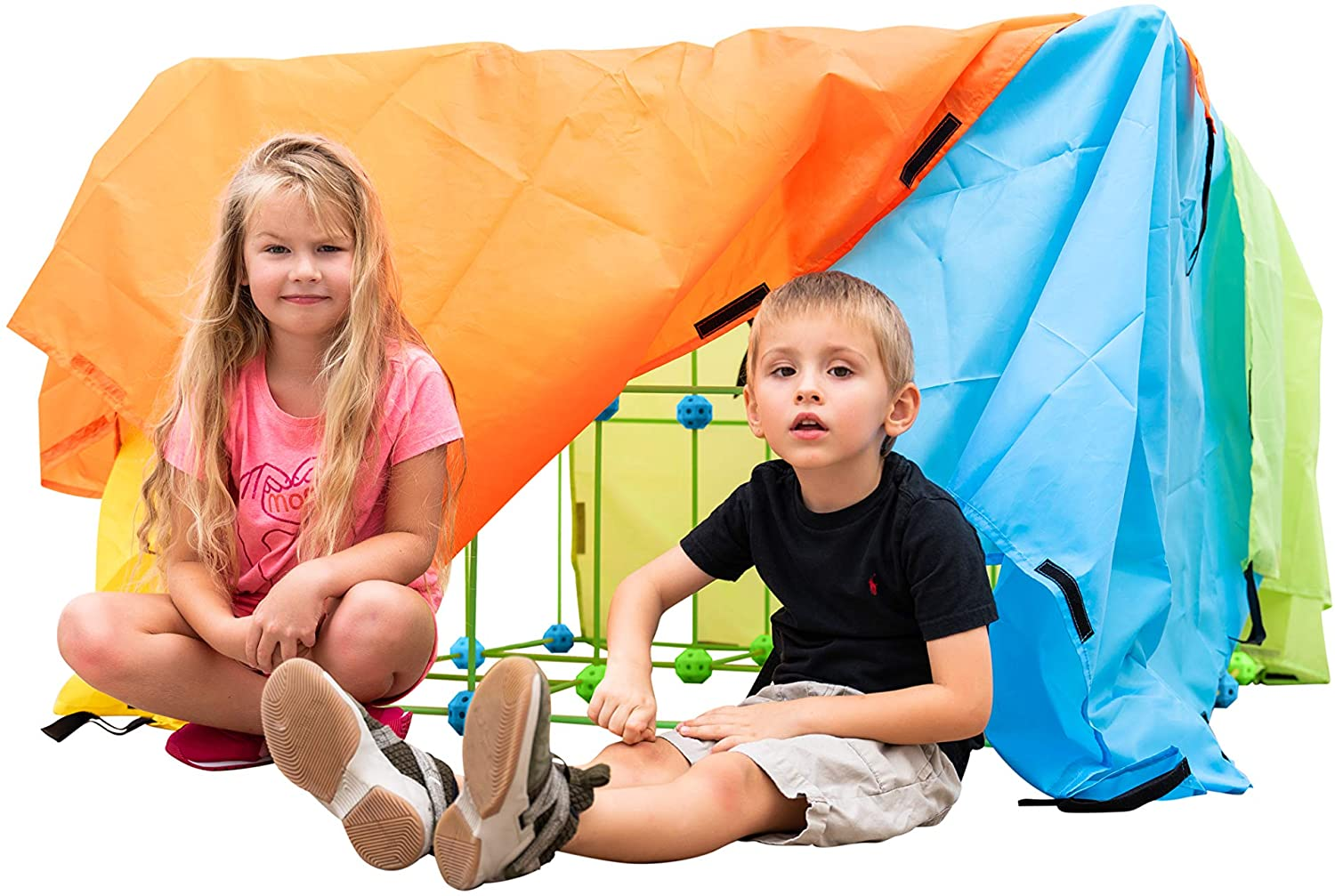 Funphix Fort 154 Pc Set for Supersized Glow in The Dark Fort Building – Encourages Teamwork, Stimulates Imagination for Age 5+ (Green Blue Balls) - Image 6