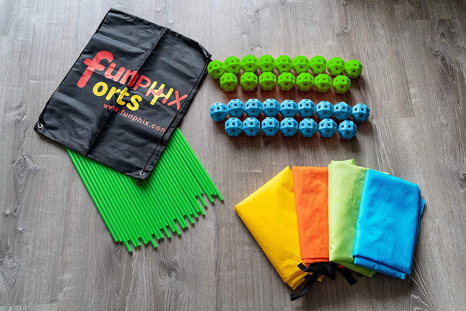 Funphix Fort 154 Pc Set for Supersized Glow in The Dark Fort Building – Encourages Teamwork, Stimulates Imagination for Age 5+ (Green Blue Balls) - Image 8